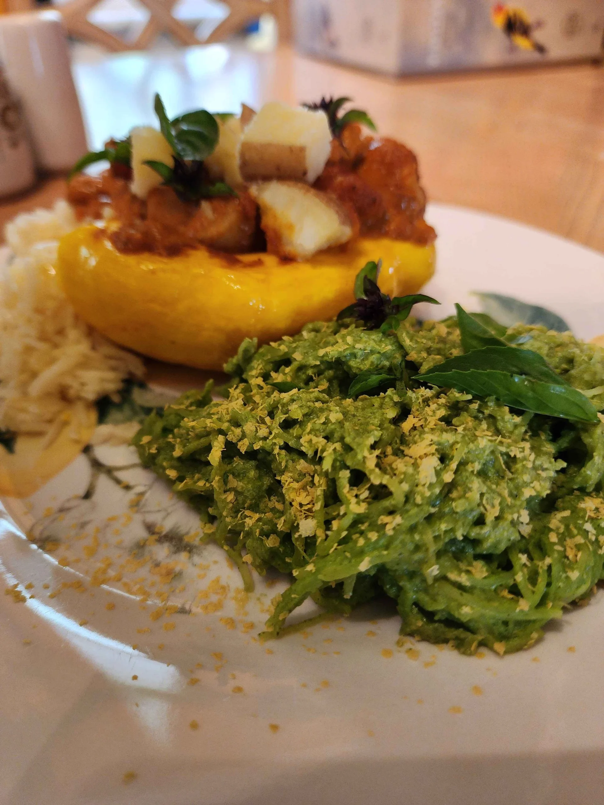 A Lughnasadh meal made with (mostly) things that we grew in our garden this year.